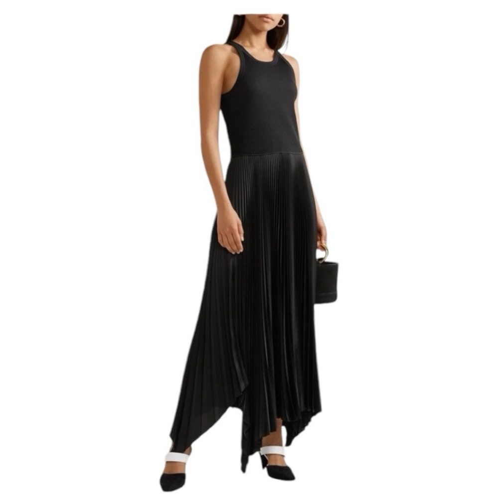 NWOT Theory Vinessi Pleated Satin Maxi Dress